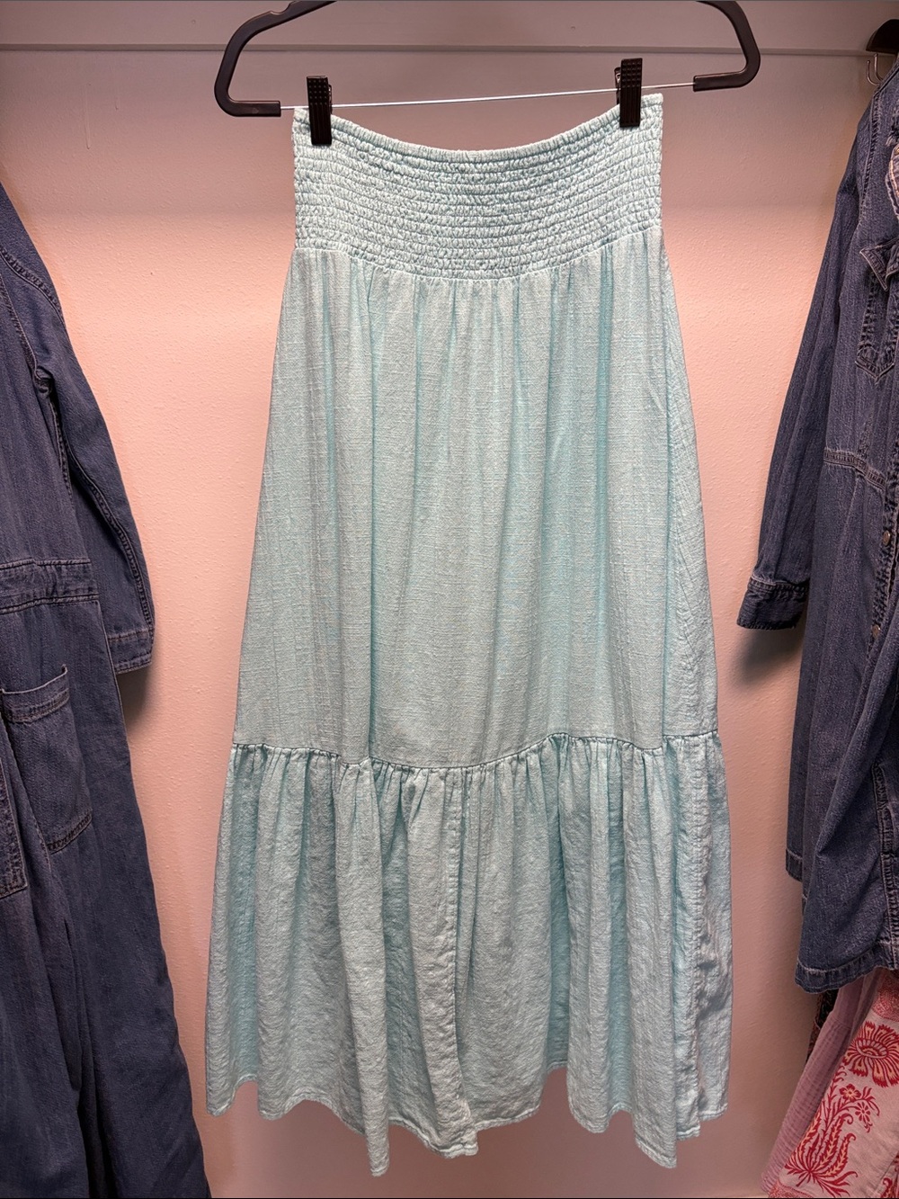 Billabong Light Aqua Smocked Maxi Skirt